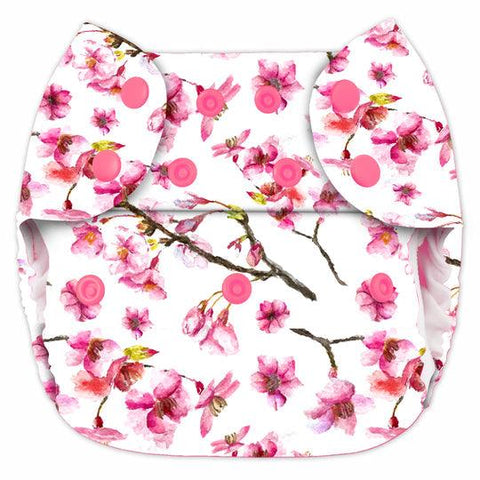 Blueberry Simplex | Couche lavable Tout en Un | taille NOUVEAU-NÉ | Cherry Blossoms