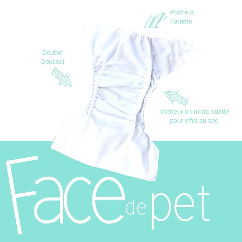 FACE DE PET | Couche lavable à poche | taille unique | Nautique rose - Face de Pet