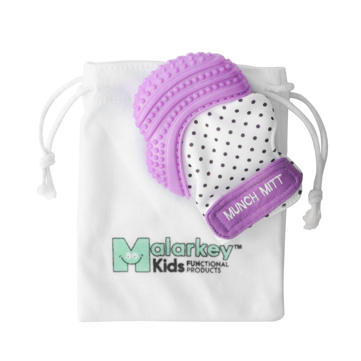 MALARKEY | Mitaine de dentition Munch-Mitt | Purple Polka Dots - Malarkey Kids