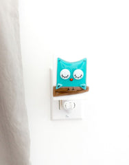 Veille sur toi | Veilleuse | Petit hibou turquoise